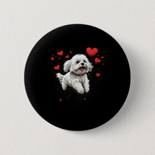 Maltese Dog Love Heart For Valentines Day Maltese  2 Inch Round Button
