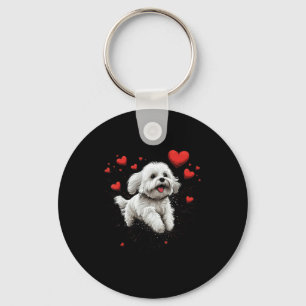 Maltese Dog Love Heart For Valentines Day Maltese  Keychain