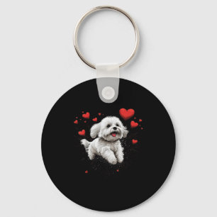 Maltese Dog Love Heart For Valentines Day Maltese Keychain