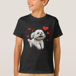 Maltese Dog Love Heart For Valentines Day Maltese  T-Shirt