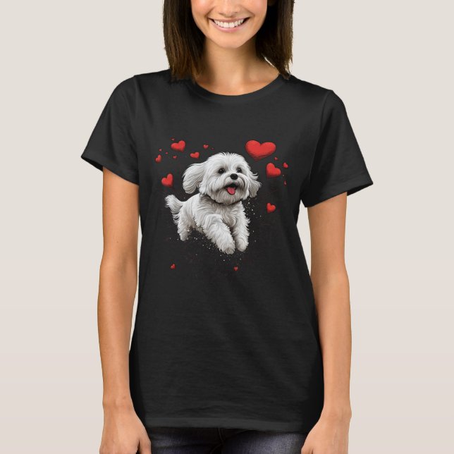 Maltese Dog Love Heart For Valentines Day Maltese  T-Shirt (Front)