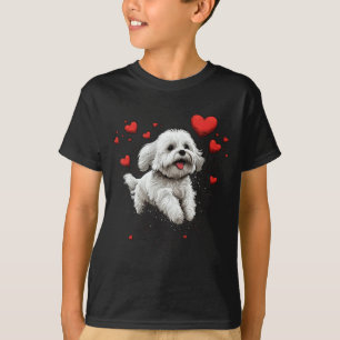 Maltese Dog Love Heart For Valentines Day Maltese  T-Shirt