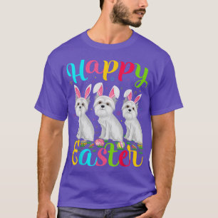 Maltese Dog Lover Easter Egg Bunny Maltese Dog Hap T-Shirt