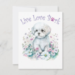 Maltese Dog Mom Floral Card