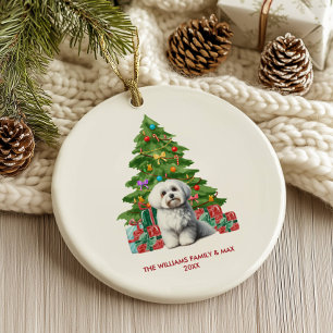 Maltese Dog Personalized Christmas Ceramic Ornament