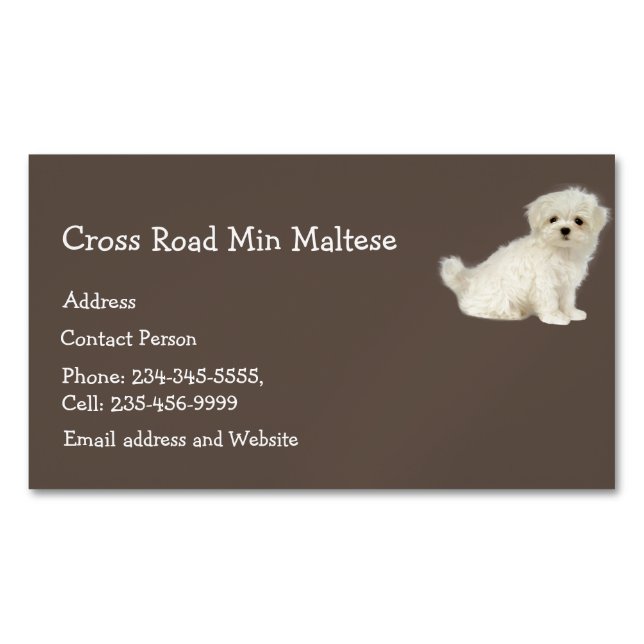 Maltese Dog Pet Animal Logo Magnetic Business Card (Front)