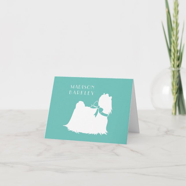 Maltese Dog Puppy Long Hair Note Card (Front)