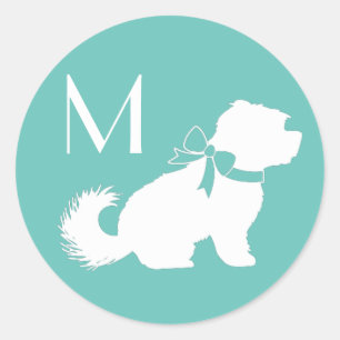 Maltese Dog Puppy Short Hair Teddy Bear Classic Round Sticker
