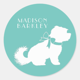 Maltese Dog Puppy Short Hair Teddy Bear Classic Round Sticker