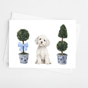 Maltese Dog Puppy Topiary Watercolor Card