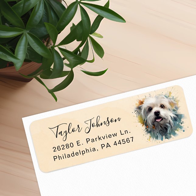 Maltese Dog Return Address Label (Creator Uploaded)