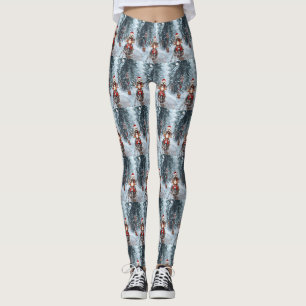 Maltese Dog Riding Motorcycle Christmas Leggings