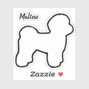 Maltese Dog Silhouette Vinyl Sticker
