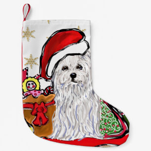 Maltese Dog Small Christmas Stocking