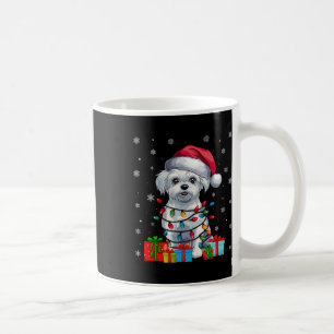 Maltese Dog Ugly Xmas Lights Santa Hat Maltese Dog Coffee Mug