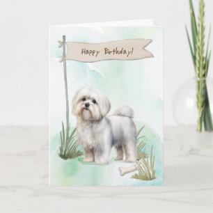 Maltese Dog Under Birthday Sign Card