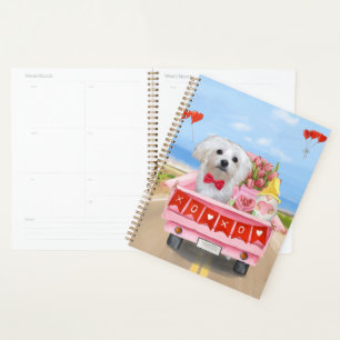 Maltese Dog Valentine's Day Truck Planner