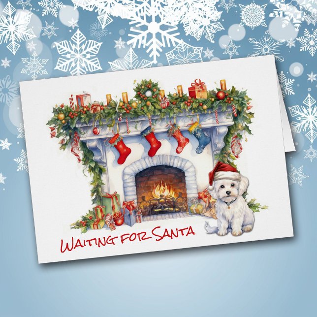Maltese Dog Wait for Santa Christmas Fireplace (Creator Uploaded)