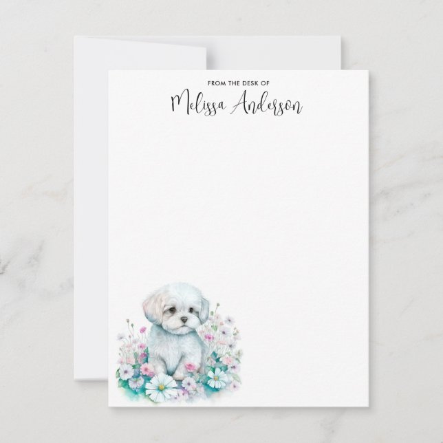 Maltese Dog Watercolor Cute Puppy Personalized  Card (Front)