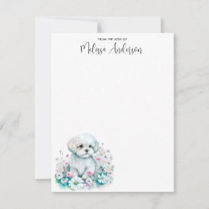Maltese Dog Watercolor Cute Puppy Personalized Card