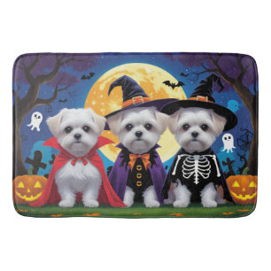 Maltese Dogs Pumpkin Halloween Funny Bath Mat