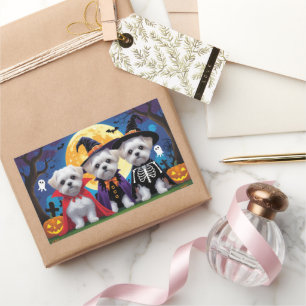 Maltese Dogs Pumpkin Halloween Funny Sticker