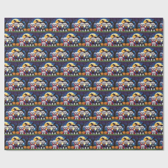 Maltese Dogs Pumpkin Halloween Funny Wrapping Paper (Flat)