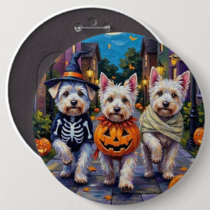Maltese Dogs Trick-or-Treating Halloween Costumes 6 Inch Round Button