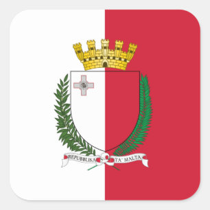 Maltese Flag & Coat of Arms, Flag of Malta Square Sticker