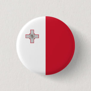Maltese Flag, Flag of Malta 1 Inch Round Button
