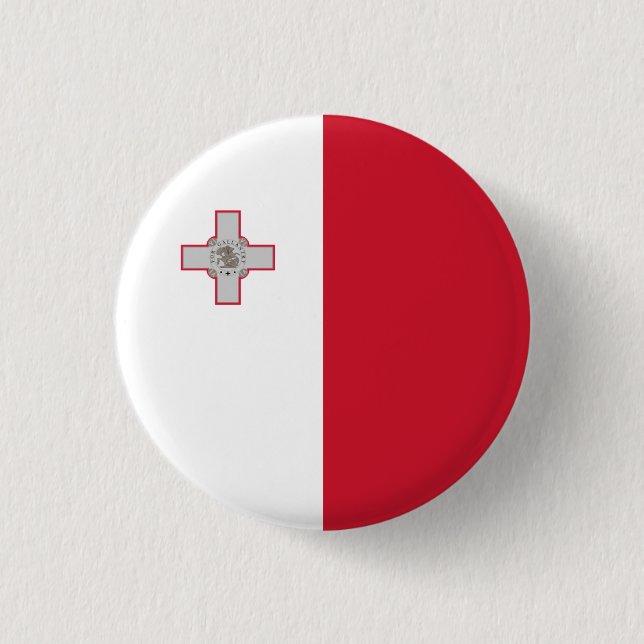 Maltese Flag, Flag of Malta 1 Inch Round Button (Front)