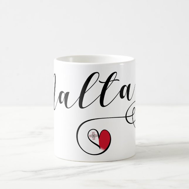 Maltese Flag Heart, Malta Coffee Mug (Center)
