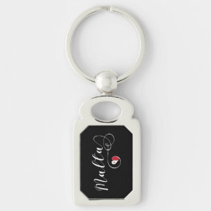 Maltese Flag Heart, Malta Keychain