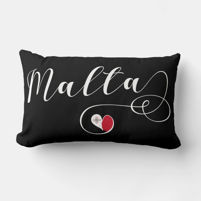 Maltese Flag Heart, Malta Lumbar Pillow (Front)