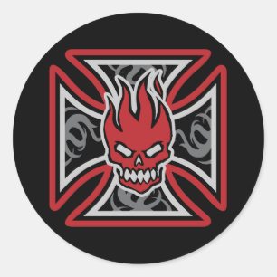 Maltese Flaming Skull Stickers