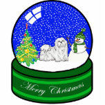 maltese globe photo sculpture ornament<br><div class="desc">cute holiday ornament</div>