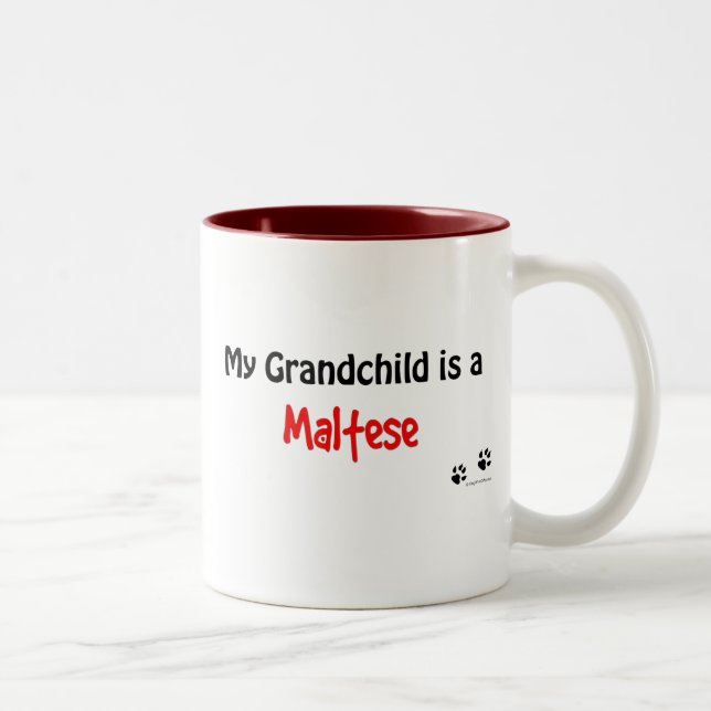 Maltese Grandchild Two-Tone Coffee Mug (Right)