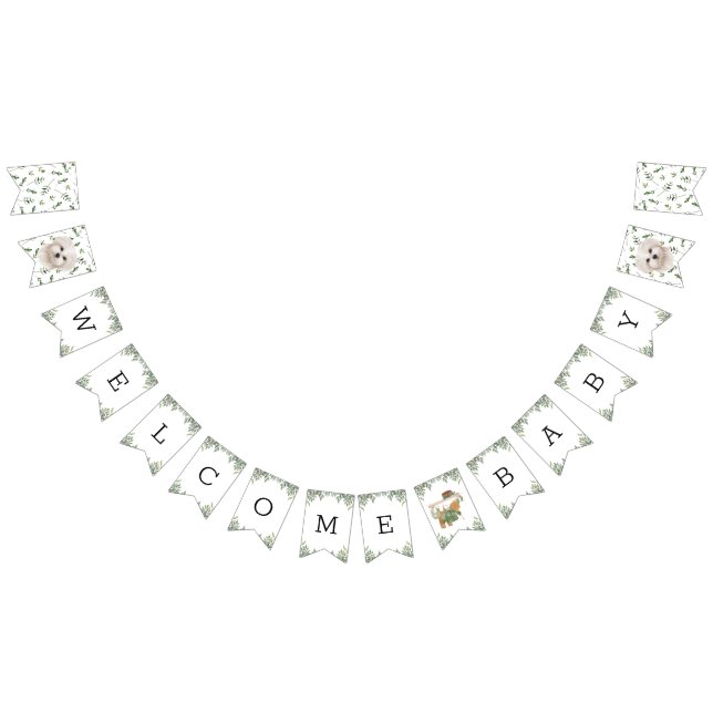 Maltese Greenery Baby Shower Puppy Bunting Flags (All)