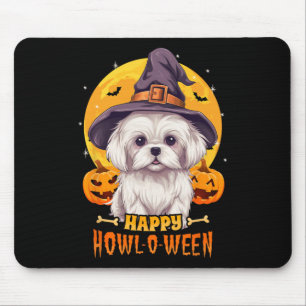 Maltese Halloween Dog Howl O Ween Funny Pet For Me Mouse Pad