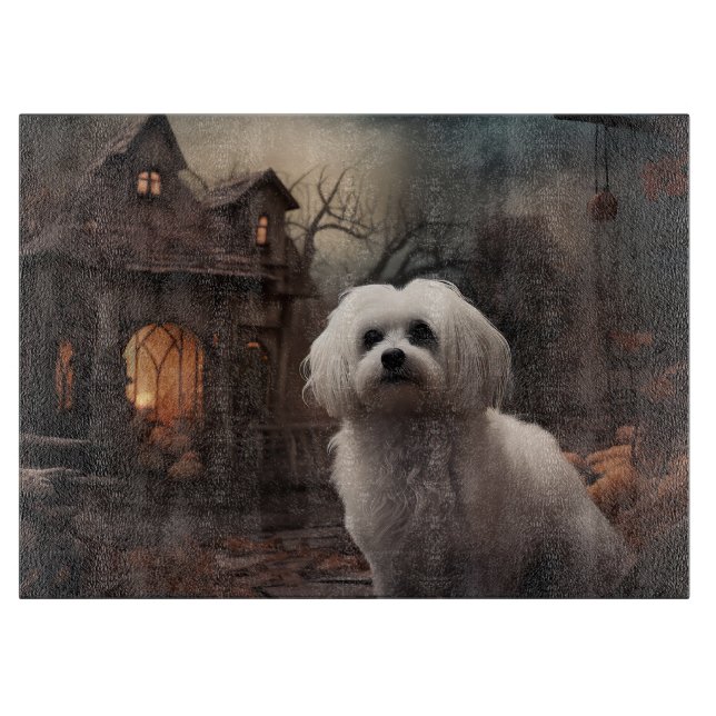 Maltese Halloween Scary Cutting Board (Front)