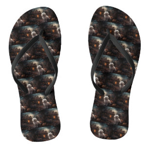 Maltese Halloween Scary Flip Flops