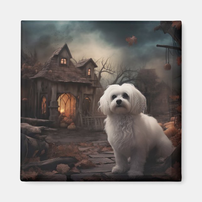 Maltese Halloween Scary Magnet (Front)