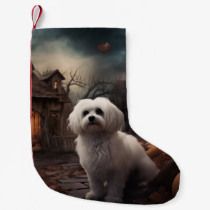 Maltese Halloween Scary Small Christmas Stocking