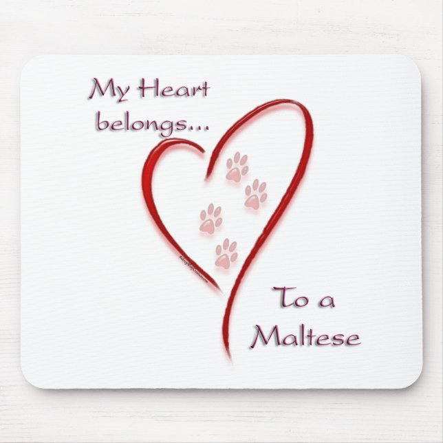 Maltese Heart Belongs Mouse Pad (Front)