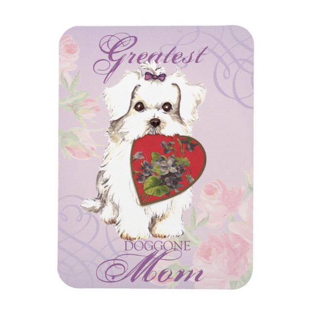 Maltese Heart Mom Magnet (Vertical)