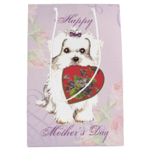Maltese Heart Mom Medium Gift Bag