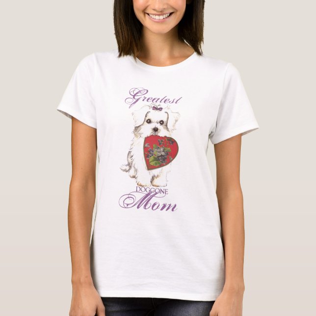 Maltese Heart Mom T-Shirt (Front)