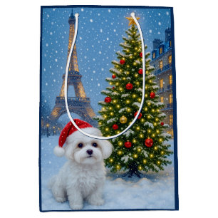 Maltese Holiday Medium Gift Bag