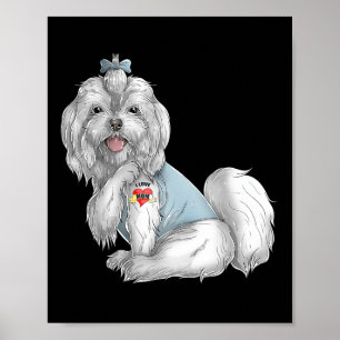 Maltese I Love Mom Tattoo Dog Funny Mothers Day Gi Poster