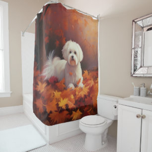 Maltese in Autumn Leaves Fall Inspire 